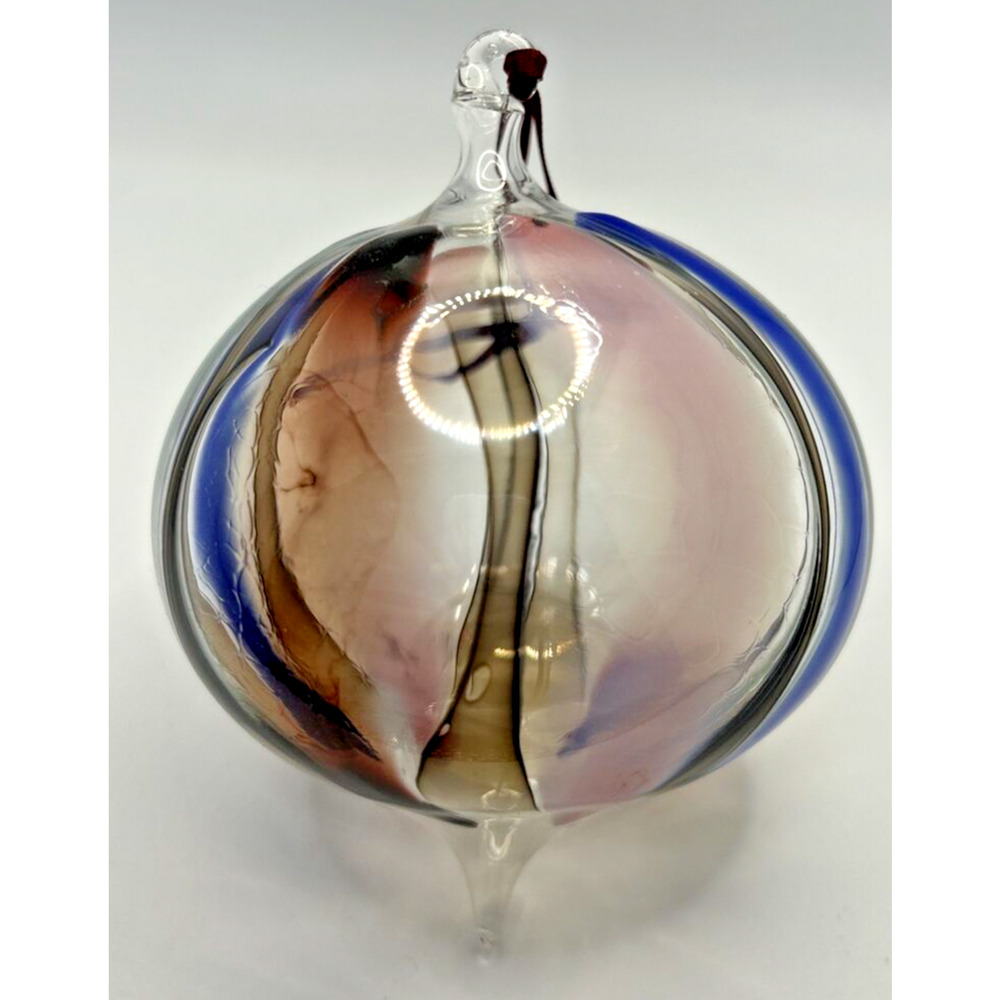 Vintage Art Glass Twisted Blue Purple Green Maroon Ornament U257/8‎